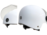 Helma s integrovanou přední + zadní kamerou, BT, WIFI, APP, štít, K2 (bíla)