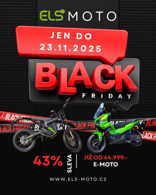 Black Friday na ELS-MOTO.CZ je tady! Slevy až 43 % Limitované zásoby Akce platí do 23. 11. nebo do vyprodání. www.els-moto.cz